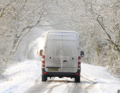 van to anywhere in the snow